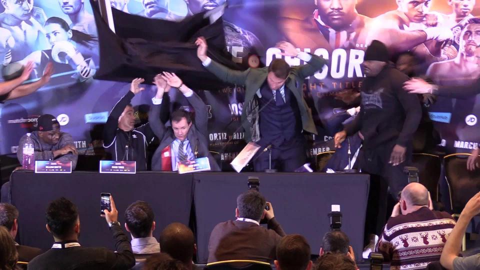 Dereck Chisora aimed a table at Dillian Whyte