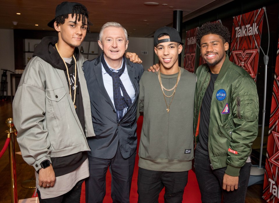  Louis Walsh looked every inch the proud mentor as he put his arms around members of the last remaining group, 5 After Midnight