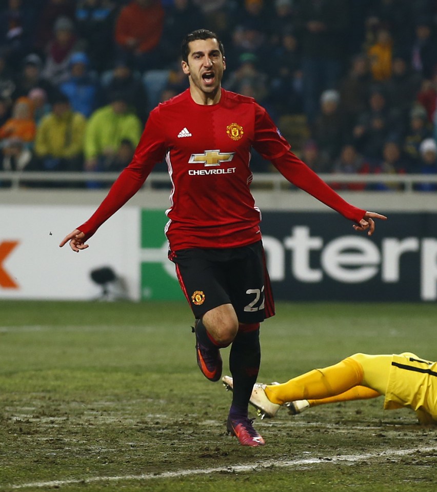 Mkhitaryan celebrates his goal in Ukraine