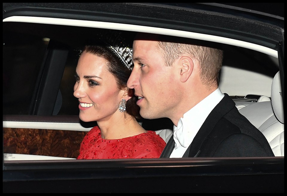 Prince William appeared slightly unshaven as he was photographed arriving at the event with his wife