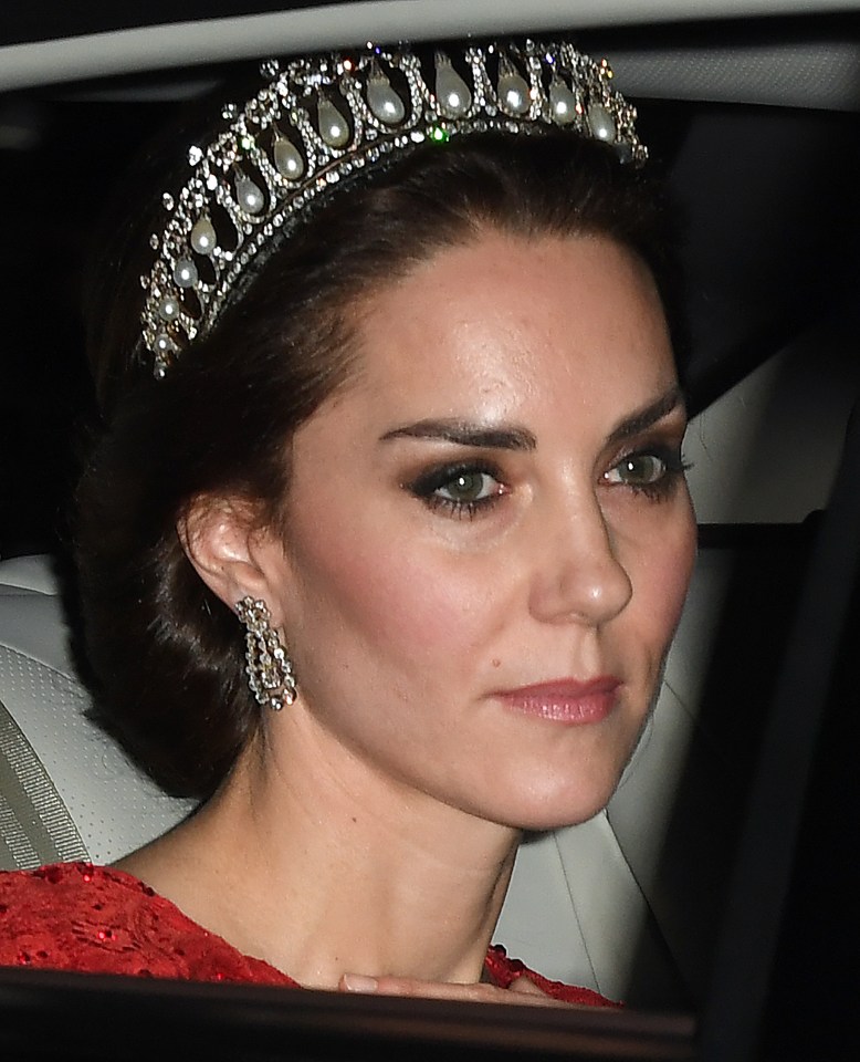 The Duchess of Cambridge wears Princess Diana's favourite tiara to a glittering ball tonight