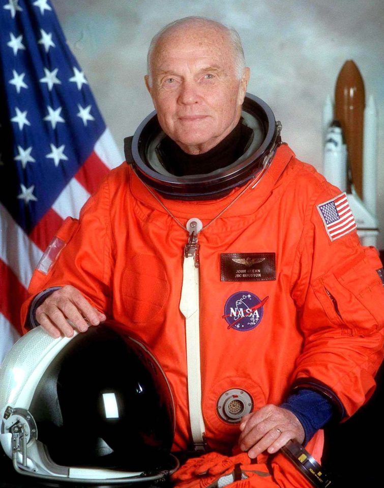  John Glenn, pictured in 1998, ahead of historic flight which made him the oldest man to travel in space