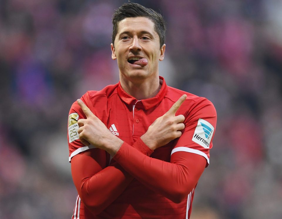  Robert Lewandowski scored two for Bayern in the thrashing of Wolfsburg