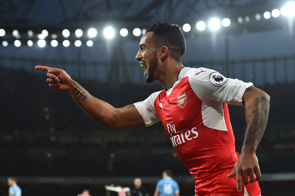 Arsenal's Theo Walcott scores his 384th in all competitions against Stoke