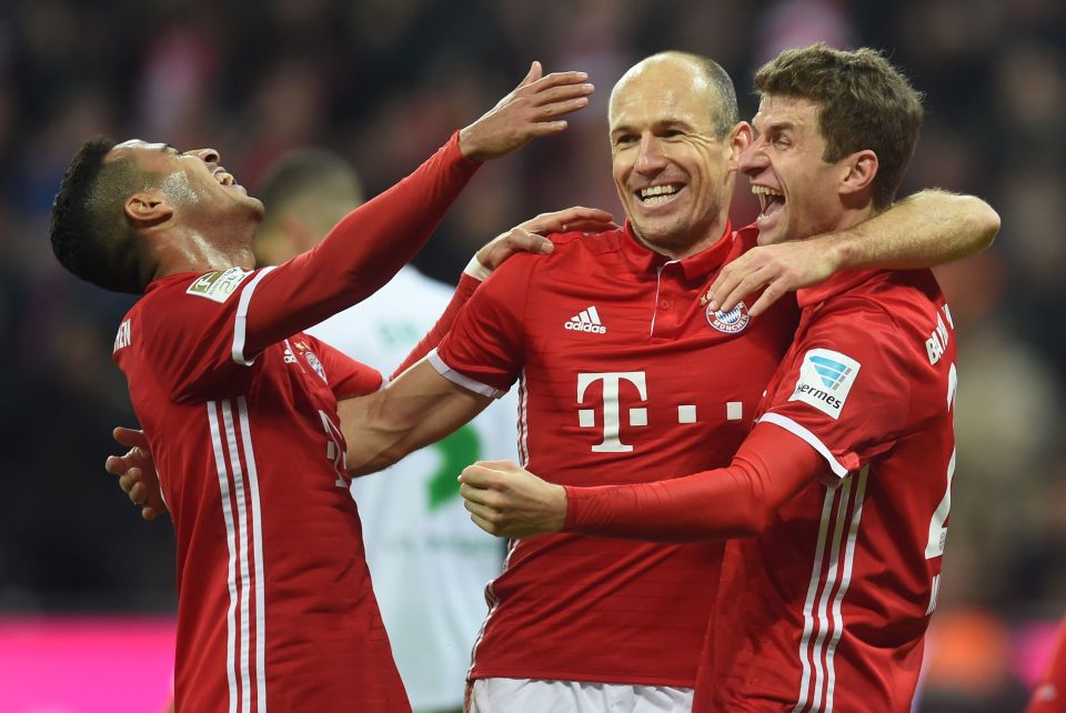  Arjen Robben scored the first and was a constant threat as Bayern swpet Wolfsburg aside