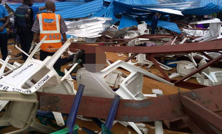  Shocking pictures show bodies lying crushed under metal girders and other debris