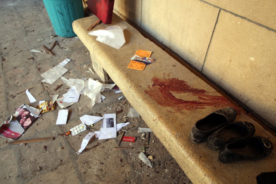 Blood stains and belongings of victims seen inside the church