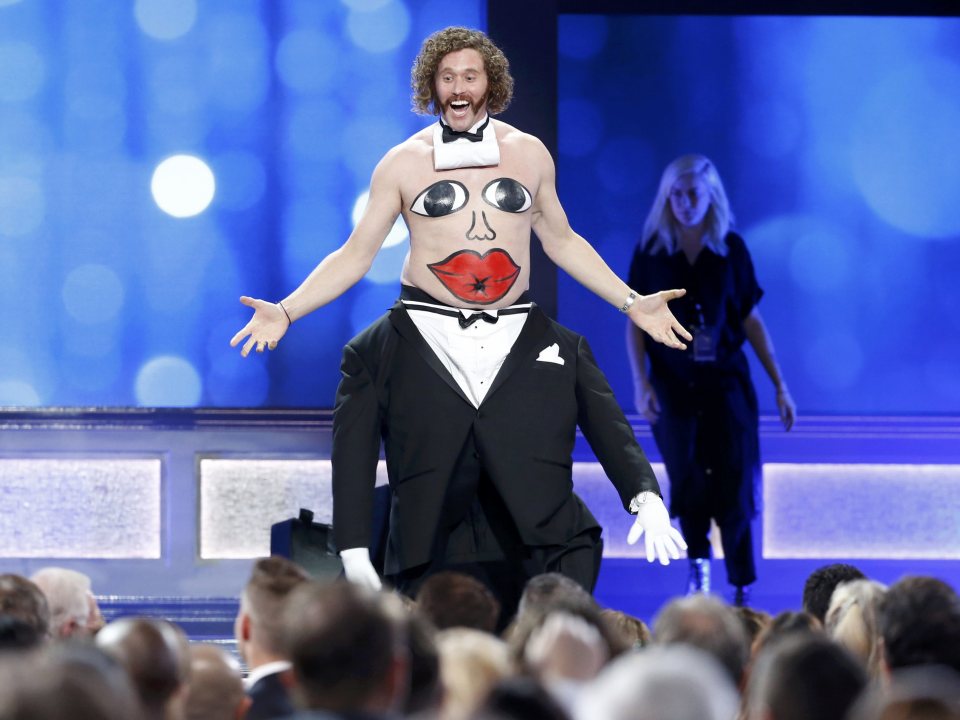  Host TJ Miller took aim at Donald Trump during the Critics' Choice Awards in Santa Monica