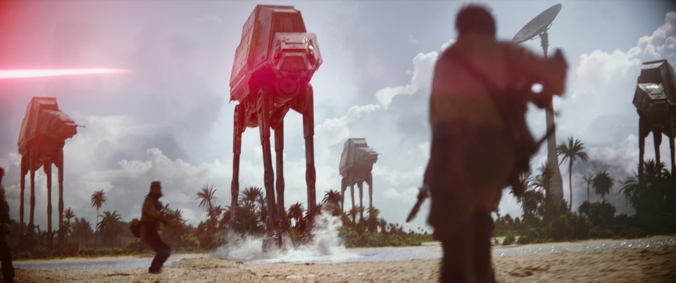  Rogue One features the return of famous AT-AT walkers from The Empire Strikes Back (but REAL pedants will know they are now call AT-ATC walkers)