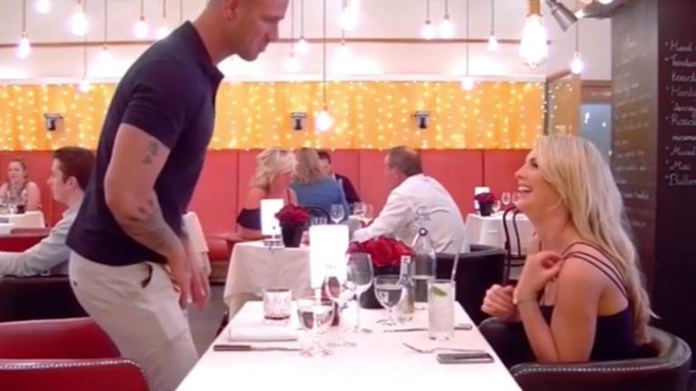 First Dates Lee Felton wees on trousers during date with Abigail