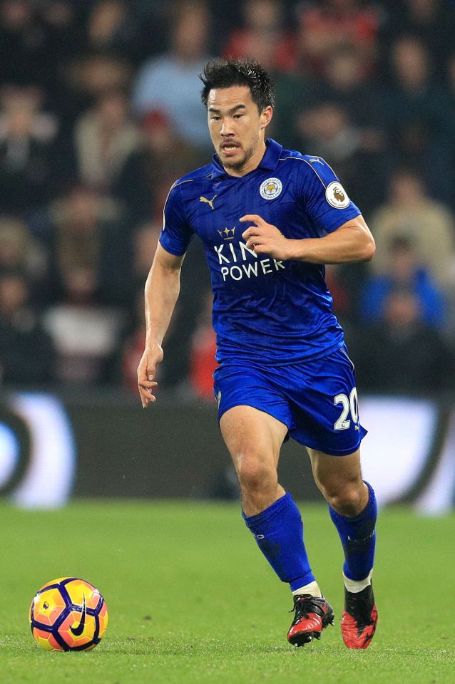 Leicester City’s Shinji Okazaki during the Premier League match at the Vitality Stadium