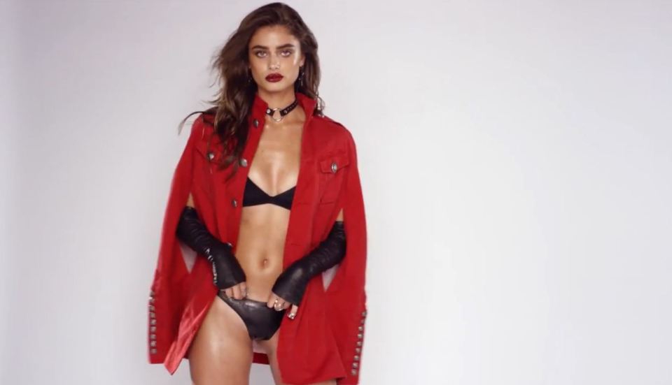  The Victoria's Secret model rocks the red and black look