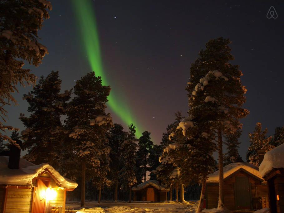  Catch a glimpse of the Northern Lights from your Swedish log cabin