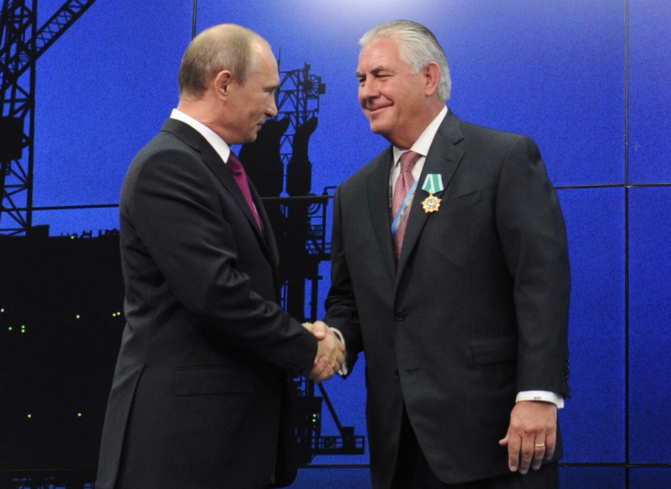  Putin pictured with Rex Tillerson, the nominee for secretary of state