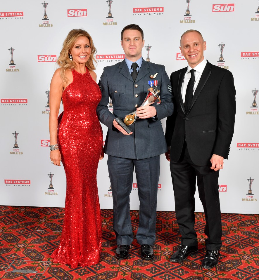  Carol Vorderman and Judge Rinder with Sergeant Adam Threlfall