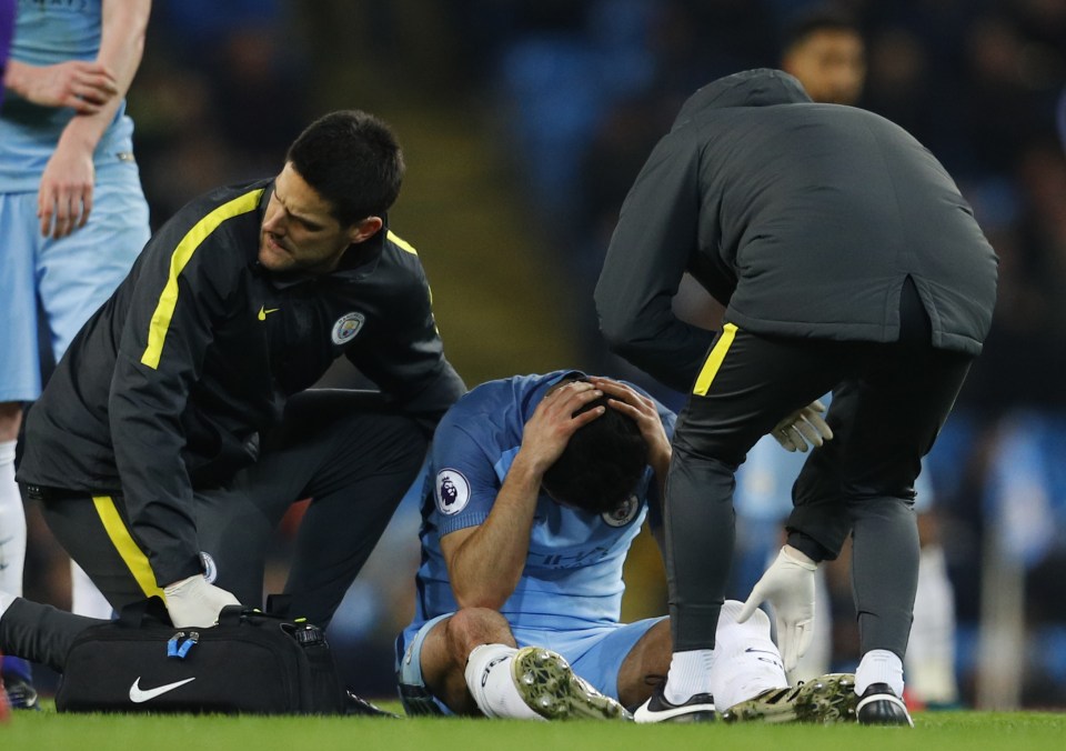 Ilkay Gundogan looked to be in despair after suffering the knee injury