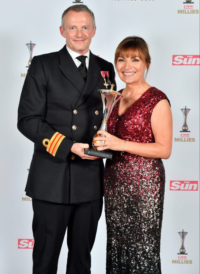  Lorraine Kelly with Surgeon Commander Matthew Turner at the Millies 2016 awards