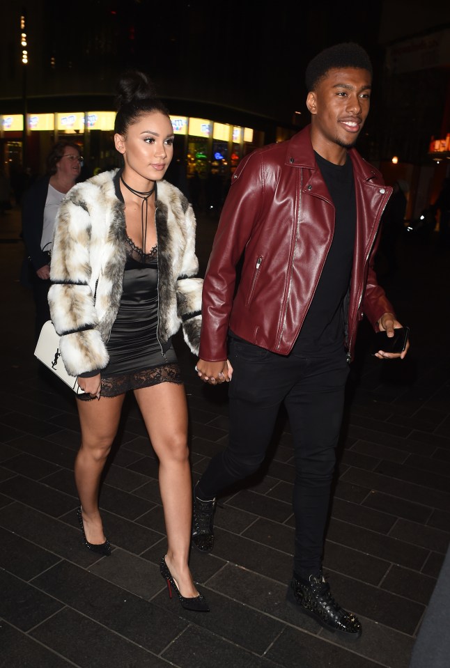  Alex Iwobi and Clarisse Juliette arrive for the Arsenal Christmas party in London's West End