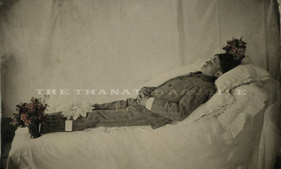  An image of a dead child taken in the US in the late 19th century shows the body adorned with bouquets of flowers