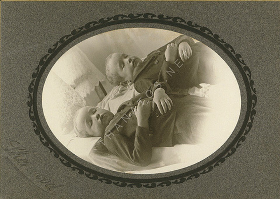  This photo of deceased twins was taken in St Charles, Michigan, in 1900 and in an age where infant mortality rates were high