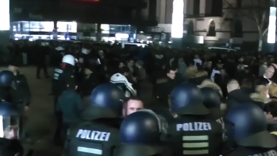  The footage highlights how helpless the police were against the 2,000-strong crowd