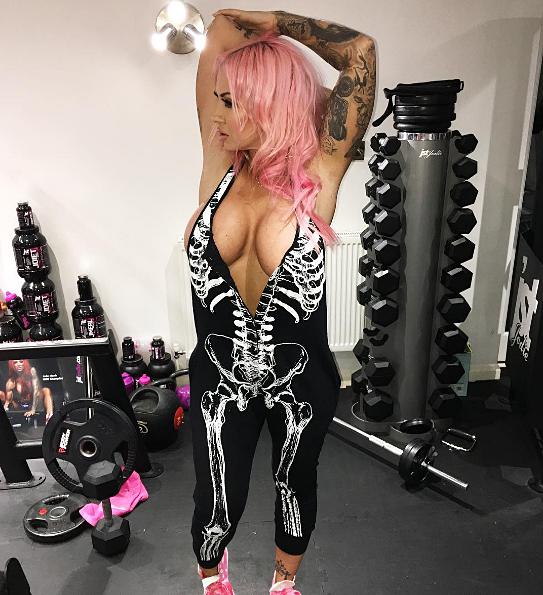  Jodie Marsh showed off her busty figure in the skeleton bodysuit