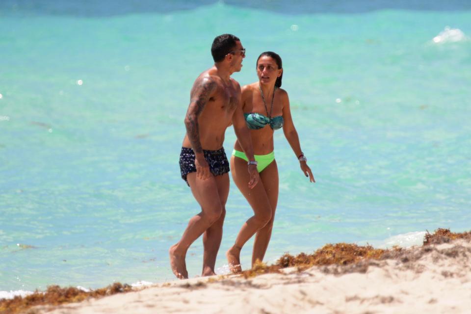  Carlos Tevez enjoying a break in Miami with wife Vanessa