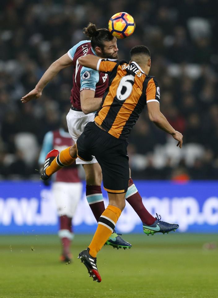  Andy Carroll won plenty in the air first half - but was flicking to nobody