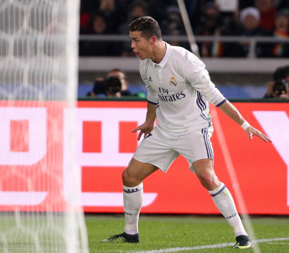  Ronaldo celebrates scoring his goal in the World Club Cup final