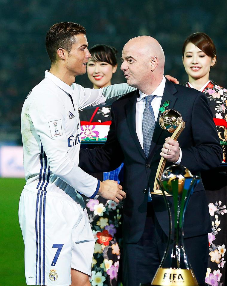  Ronaldo collects his winners medal