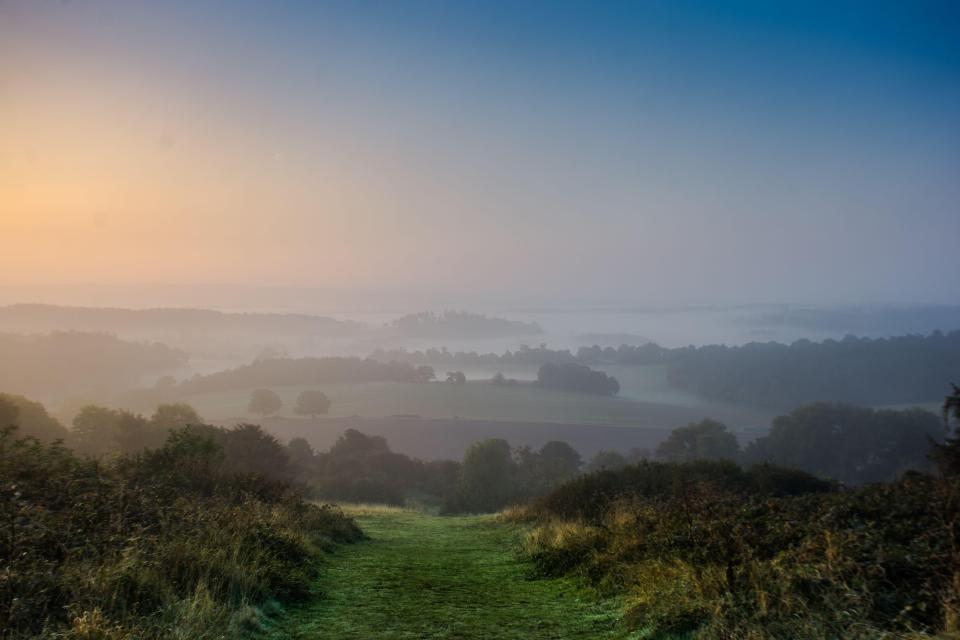  Mist sits on top of Surrey hills in this image that was captured early in the morning