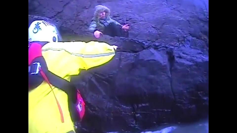  Pensioner, 69, known only as Sally, clings to cliff face as lifeboat rescuers come to her aid