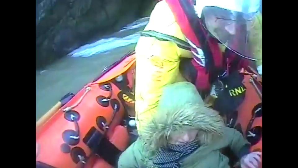  Exhausted Sally is lowered into lifeboat after spending an agonising 17 hours cowering in Somerset cave