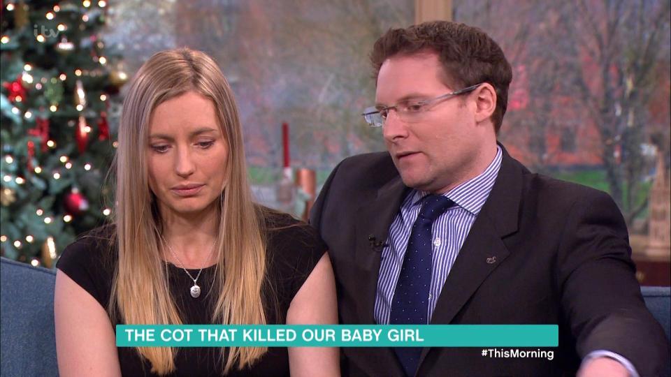  Parents Esther and Gideon appeared on ITV's This Morning to warn other parents of the dangers of bedside sleeper cots