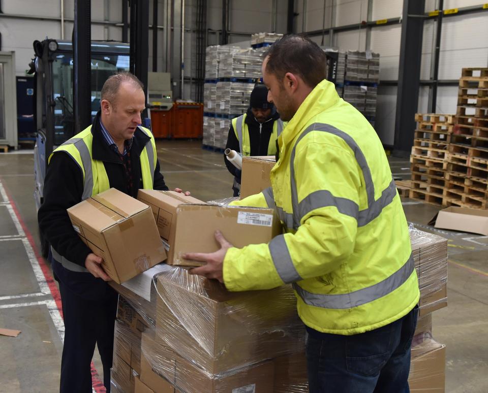 Boxes of toys arriving at News UK