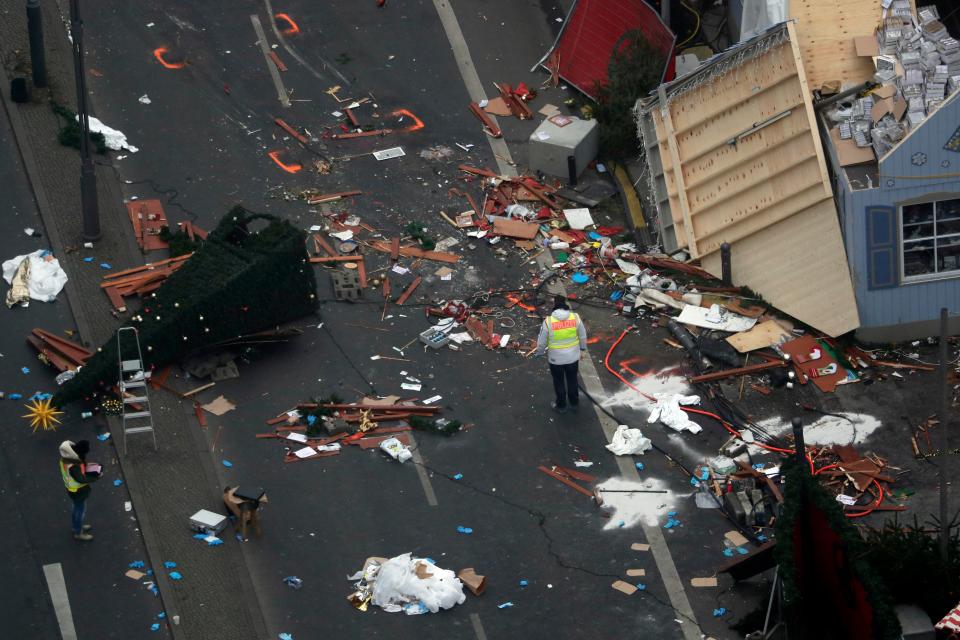  An aerial view of the carnage after the lorry struck