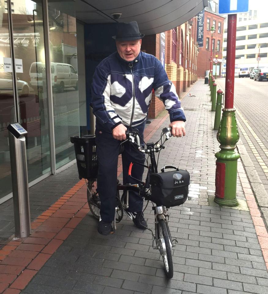  Steve McFadden arrived for panto on a push-bike with tiny wheels