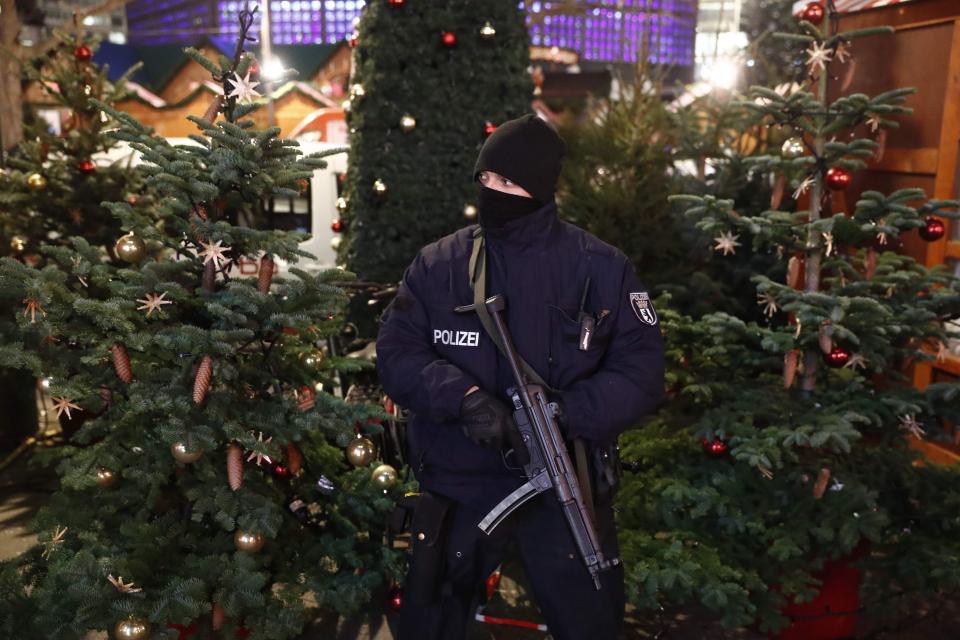  The armed NYPD officers looked like a scene from an action film as security was upped across the world after the attack in Berlin