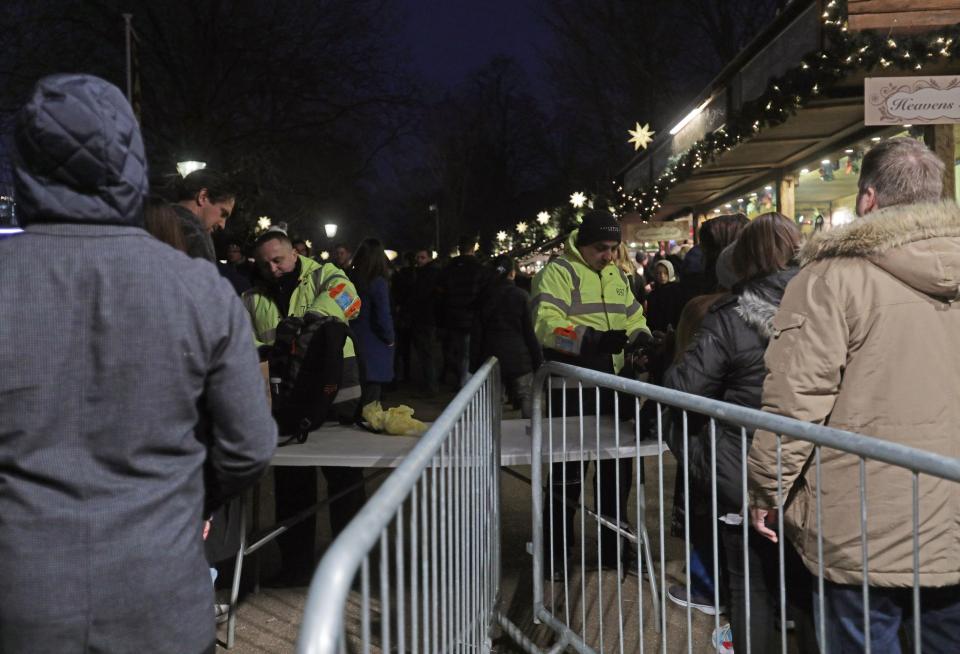  There were no signs of armed police at Winter Wonderland in Hyde Park but security guards in hi-vis jackets were out in force