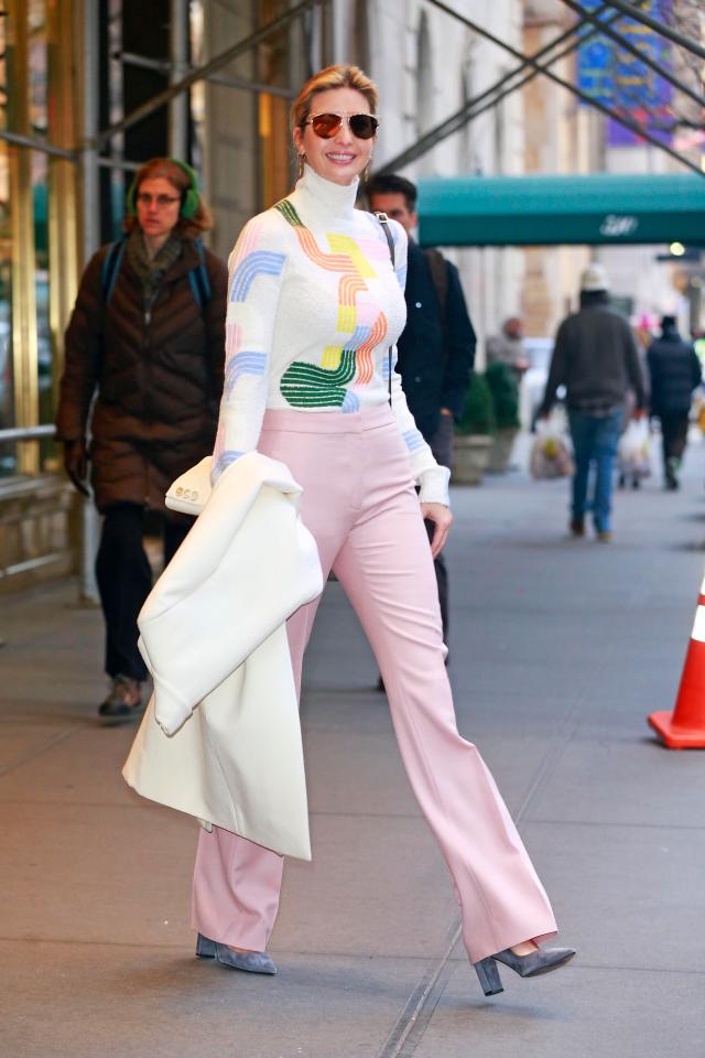  The former model looks even taller than normal in her candy floss flares