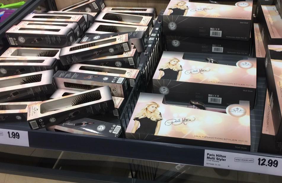  Paris Hilton's hairbrushes retail for £1.99 in Lidl