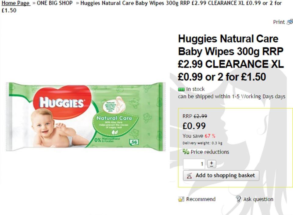  These Huggies baby wipes are just 99p, £2 cheaper than their retail price