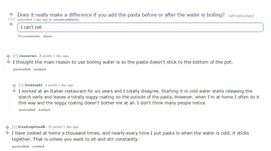  Debate is raging on Reddit about the right way to cook pasta - but chefs claim adding it to cold or boiling water makes no difference