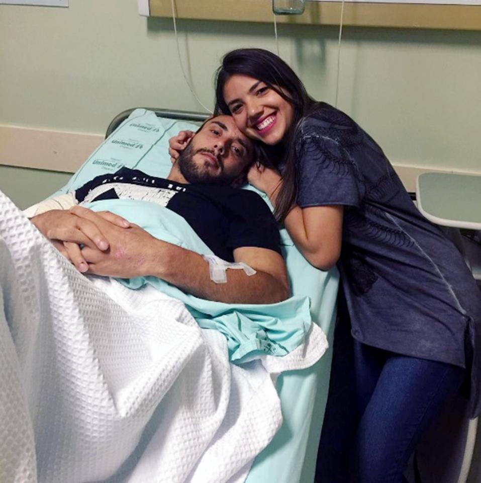 Alan Ruschel with Alissen Ruschel, his sister, during his time recovering from his injuries