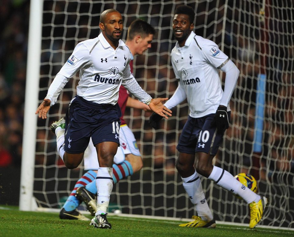 Adebayor teamed up with Prem veteran Jermain Defoe during his frustrating three-year spell with Spurs