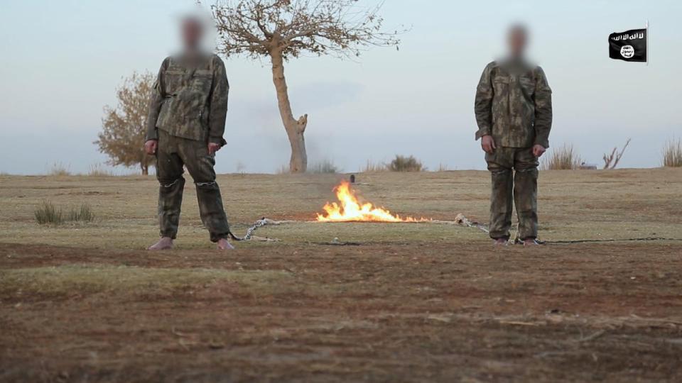 The two Turkish soldiers were burned alive by the sick killers