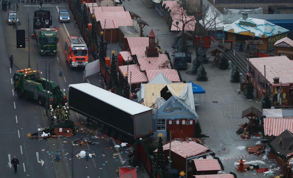  The horrific scene of the the attack where the truck ploughed into the Christmas market