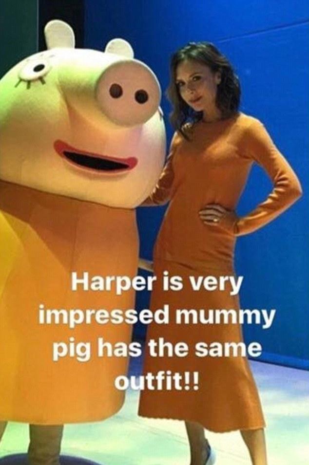  Victoria managed to score extra mum points by dressing like Mummy Pig