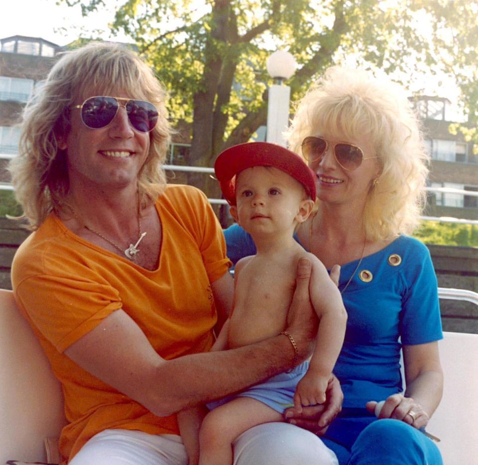  Rick, pictured here with his son and ex-wife, leaves behind his two children and current wife Lyndsay