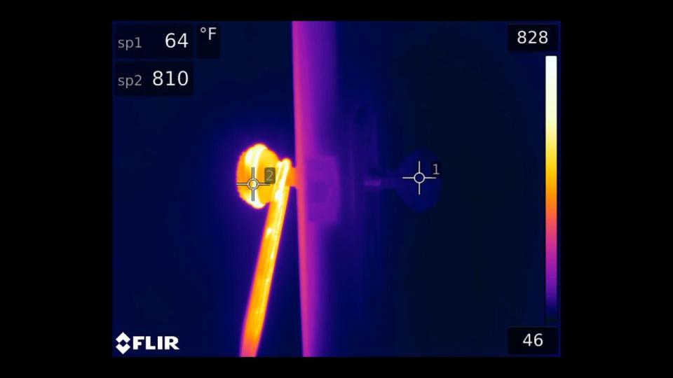  An infrared camera showed them heating the knob up to a scorching 760C